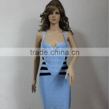 sexy lady bule halter celebrity bandage dress wholesale