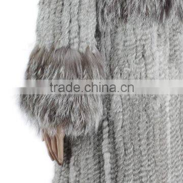 High Quality Knitted Fur Coat With Rabbit/silver Fox Fur/high Fashion Fur Style for Ladies KZ150105 photo-5