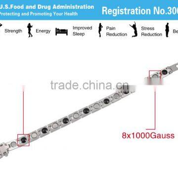 Noproblem P020 FDA Scalar Energy Fashion Jewelry Magnetic Bead Power Metal Charm Silver Bracelet photo-4