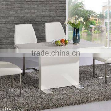 DT-2027 Contemporary White High Gloss Dining Table Set