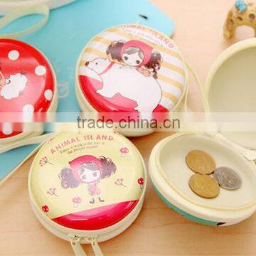 2016 Hot Sale cartoon animal printing Macaron Gold Zippermetal Coin Purse Cute Metal Tinplate Emoji Coin Purses wallet