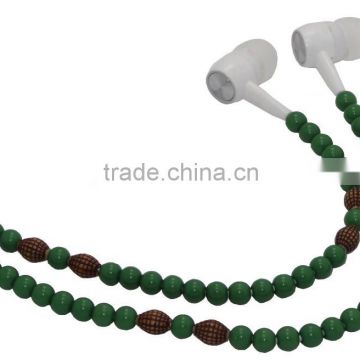 Colorful beads earphones fashion necklace earphones earbud