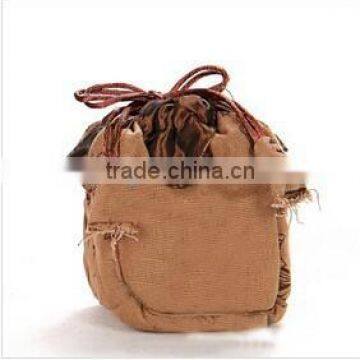 khaki jute drawstring bags