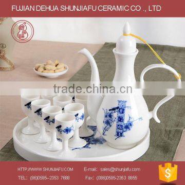 Chinese Traditional Style White Ceramic Wine Container Restaurant Decor photo-2