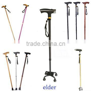 Aluminum Two Sections Ten Points Four Legs Telescopic Elder Walking Stick With Light photo-2
