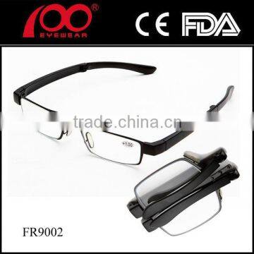 Hot Sale High Quality Mini Design Brand Stainless Steel Vintage Folding Reading Glasses With Pouch