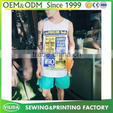 New design men's casual singlet stretch fabric men's dry fit printed Tank Top