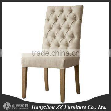 Square button back dining chair solid wood furniture