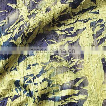 Do the Old Effect Leaves Pleated and Printed Polyester Fabric in Special Style of Garment Fabric photo-3