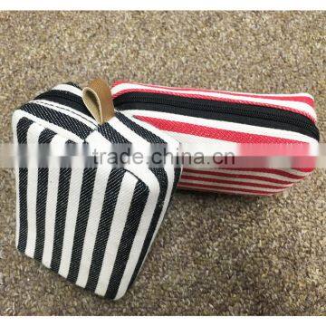 Strip Canvas Toiletry Bag Portable Travel Mini Cosmetic Bag With Ykk Zipper photo-5