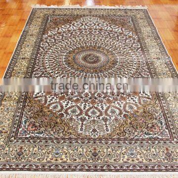 5x8ft brown color Center of the badge design antique persian rug silk