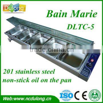 Good quality 5 pans bain marie counter with heating pipe