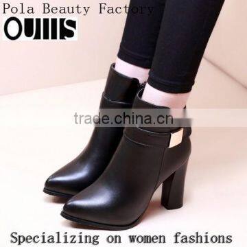 2016 Sexy Round Toe Chunky Heel Ankle Boots Women Sexy Chunky Pumps Shoes PQ4385