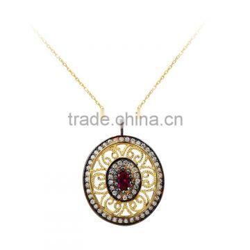 14K Solid Gold Ottoman Charm Necklace
