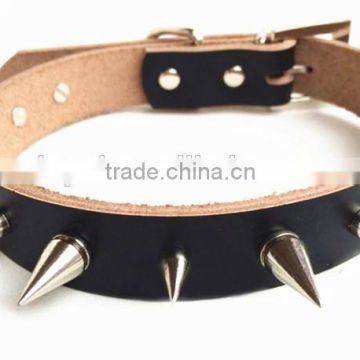 hot sale cow leather dog chains dog collar chains custom metal chain dog collar