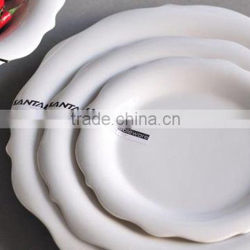 Modern durable flat white porcelain plate