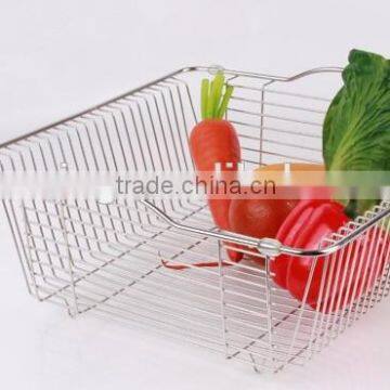 2014 stainless steel kitchen metal basket wire rack wicker sink