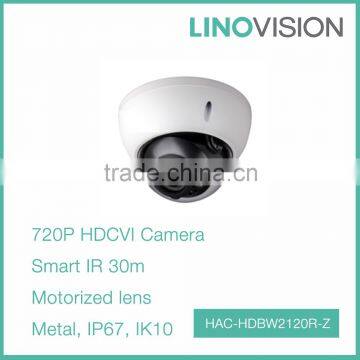 Vandal-proof 1.3MP Motorized Lens 720P Dome HDCVI Camera with 30m Smart IR