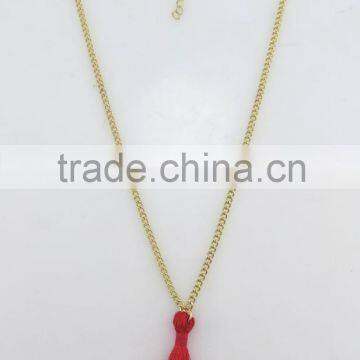 Europe trendy red wool tassel necklace