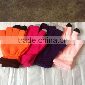 Winter Acrylic Fingerless Knitted Magic Gloves Adult Winter Gloves Lady Mitten Magic Stretch Glove Multi Color Glove