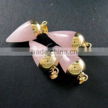15x30mm Water Drop Shape Gold Plated Pink Rose Quartz Power Stone Pendant Charm DIY Supplies 1850206 photo-4