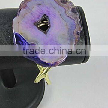 BEAUTIFUL DESIGNER WOMEN BANGLE GOLD CUFF BANGLES WITH BRASS -NATURAL STONE AGATE, LATEST DESIGN,ATTRACTIVE COLORS-BLUE