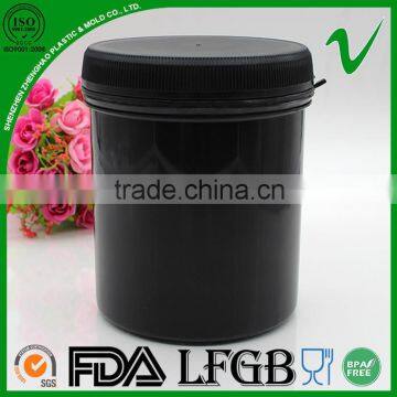 1L Big Size Black Plastic Storage Container with Sealed Cap