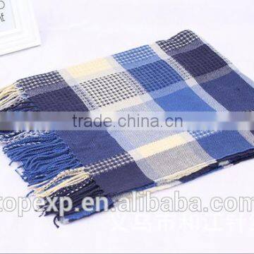 Unisex Knitted Check Tassels Acrylic Scarf photo-3