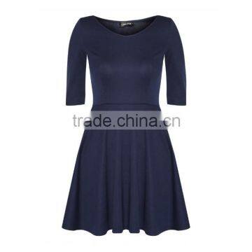 Short Sleeves V Neck Skater Dress Women Latest Fashion Summer Dress photo-4