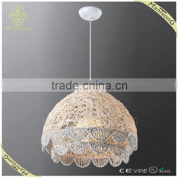 2015 most popular products white rattan wicker hanging pendant lamp for home