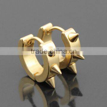 High plating rivet punk Stainless steel jewelry stud earring Ear clip gold