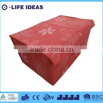 multipurpose high quality non woven foldable storage box red flower print