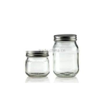 Eco Empty 8 oz Glass Mason Jar with Silver Metal Lid For Food