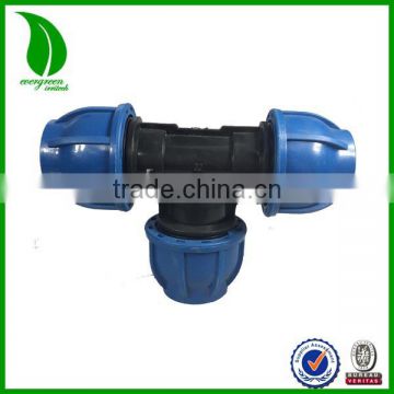 PN10 LOW PRESSURE PP PE COMPRESSION TEE FOR PE PIPE