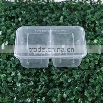 Clear 1000ml Divided Plastic Take Away 2 Compartment Microwave Safe Food Container photo-2