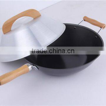 FDA LFGB Certificate Wooden Handle Cookware Sets Wok Nonstick