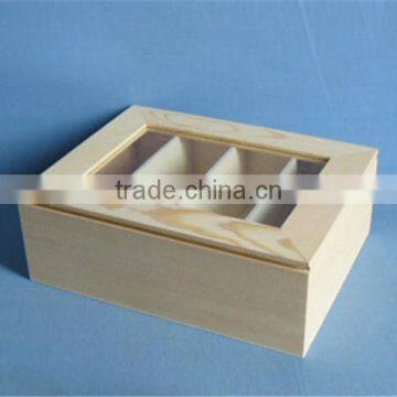 Hot Selling Handmade Wooden Compartment Boxes With Clear Lid photo-2