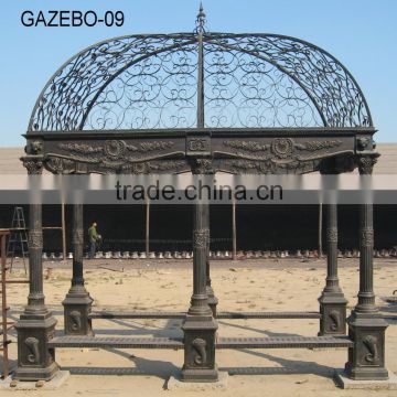 China supplier greenhouse garden cast iron gazebo 6 columns and 4 benches