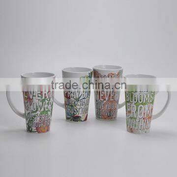 16oz V-Shape Coffee Mug, Stoneware With Decal Printing photo-2