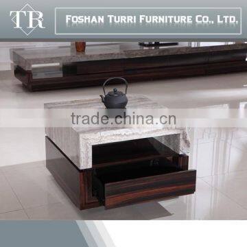 Luxury Living Room Furniture Small Sqaure Marble Top Coffee Table photo-3