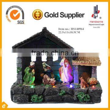 LED House Resin Nativity Scene Set