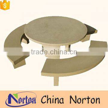 Yellow round stone benches and table top outdoor patio furniture restaurant NTS-B009Y