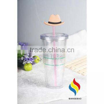 With Straw Lid Figurines 16oz Double Wall Clear Diy Plastic Tumbler photo-3