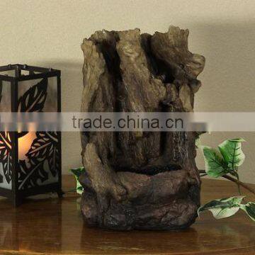 Hollowed Log Tabletop Water Fountain with LED Light