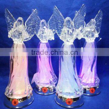 2016 newest design acrylic angel with LED changing color and Christmas music