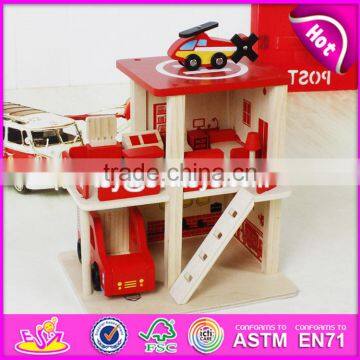 2017 New Products Funny Parking Toy Boys Wooden Toy Fire Station W04B030 photo-4