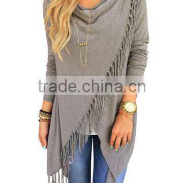 2016 Spring Women Long Sleeve Knitted Cardigan Loose Outwear Jacket Tassel Coat