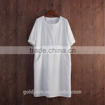 Hospital Gown With Round Collar Wear Cotton and Linen Dress Striped Short Sleeve in Summer Patient Clothes for Girl Women photo-3