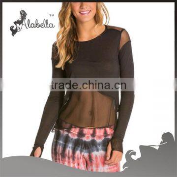 Wholesale sexy custom women yoga tank tops yoga mesh shirt