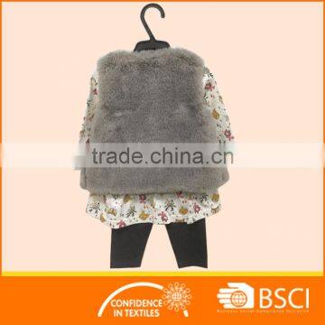 Baby 3 Pcs Set Fur Vest Wholesale Baby Girl Clothing Set photo-2